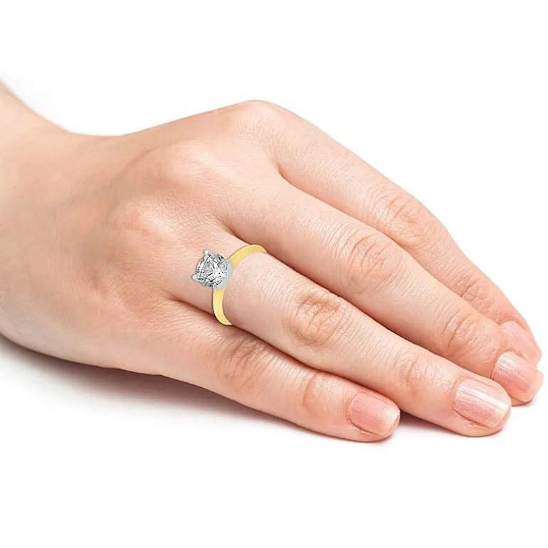 Womens 2 CT. Natural White Diamond 14K Gold Round Solitaire Engagement Ring