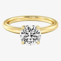 Womens 2 CT. Natural White Diamond 14K Gold Round Solitaire Engagement Ring
