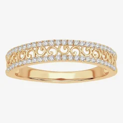 Womens 1/5 CT. Natural White Diamond 10K Gold Anniversary Wedding Band