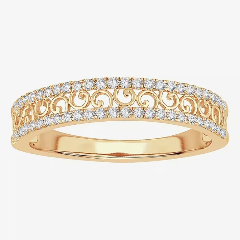 Womens 1/5 CT. Natural White Diamond 10K Gold Anniversary Wedding Band
