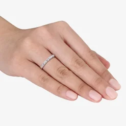 Womens 3/8 CT. T.W. Lab Created White Moissanite Sterling Silver Wedding Band