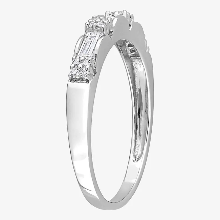 Womens 3/8 CT. T.W. Lab Created White Moissanite Sterling Silver Wedding Band