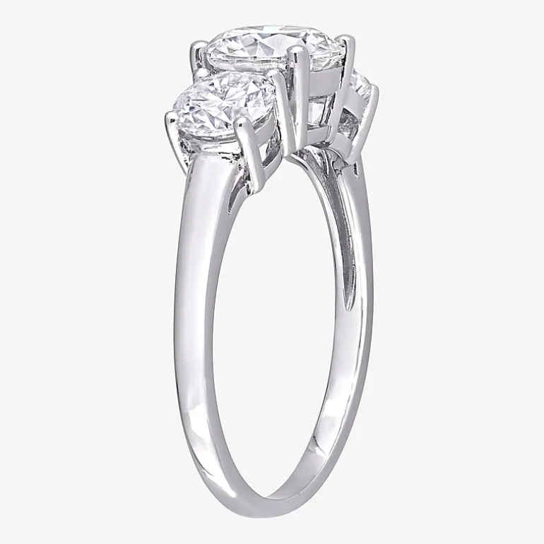 Womens 2 1/4 CT. T.W. Lab Created White Moissanite Sterling Silver 3-Stone Engagement Ring