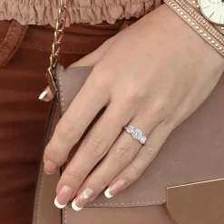 Womens 2 1/4 CT. T.W. Lab Created White Moissanite Sterling Silver 3-Stone Engagement Ring