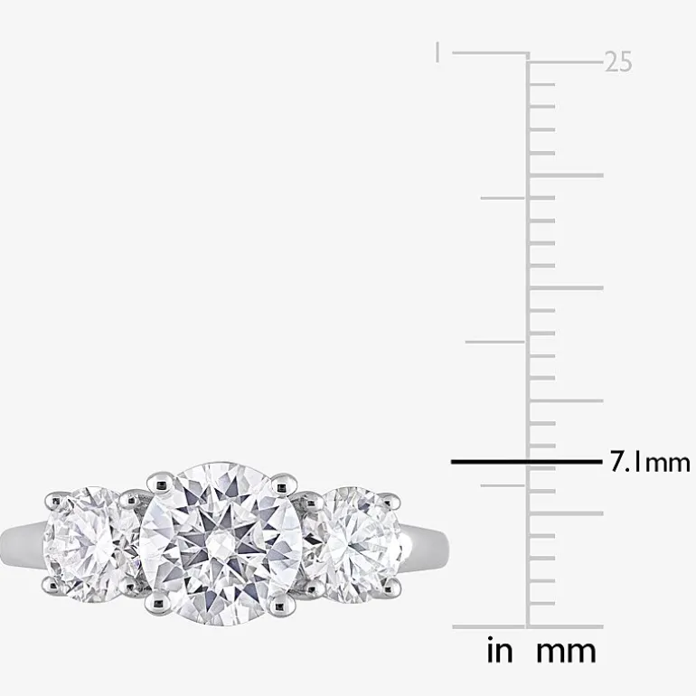 Womens 2 1/4 CT. T.W. Lab Created White Moissanite Sterling Silver 3-Stone Engagement Ring