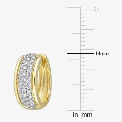 Womens 1/2 CT. T.W. Lab Created White Moissanite 18K Gold Over Silver 14mm Hoop Earrings