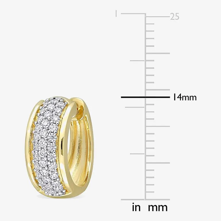 Womens 1/2 CT. T.W. Lab Created White Moissanite 18K Gold Over Silver 14mm Hoop Earrings