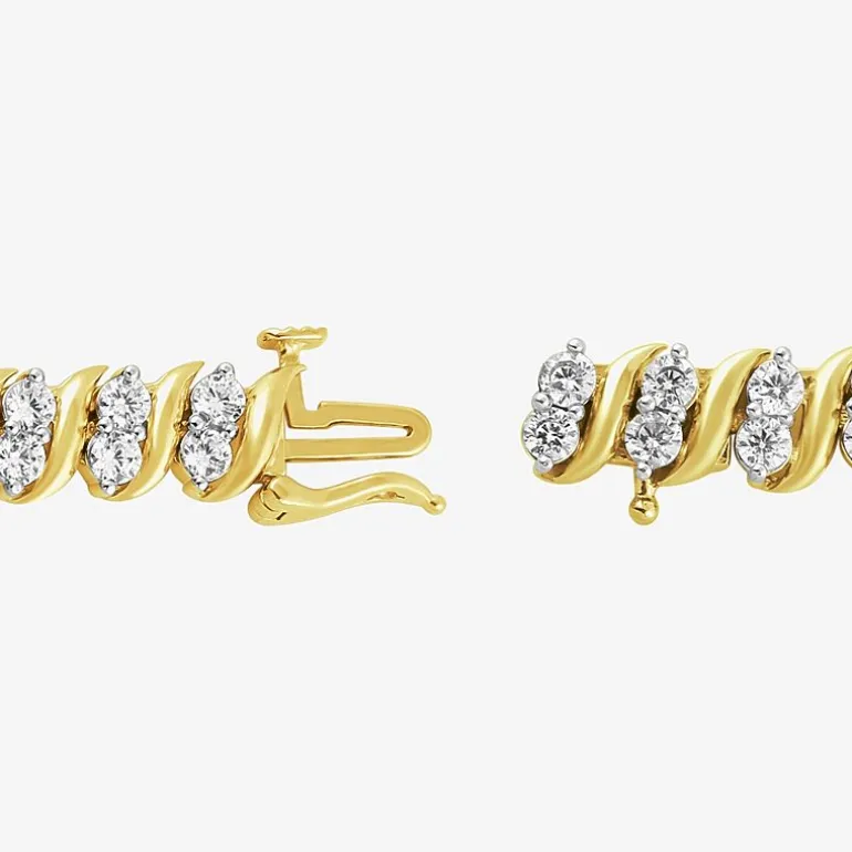 Womens 4 CT. T.W. Lab Grown White Diamond 10K Gold 7.25 Inch Tennis Bracelet