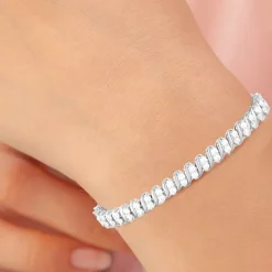Womens 4 CT. T.W. Lab Grown White Diamond 10K Gold 7.25 Inch Tennis Bracelet