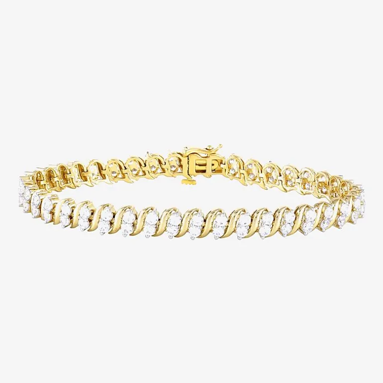 Womens 4 CT. T.W. Lab Grown White Diamond 10K Gold 7.25 Inch Tennis Bracelet