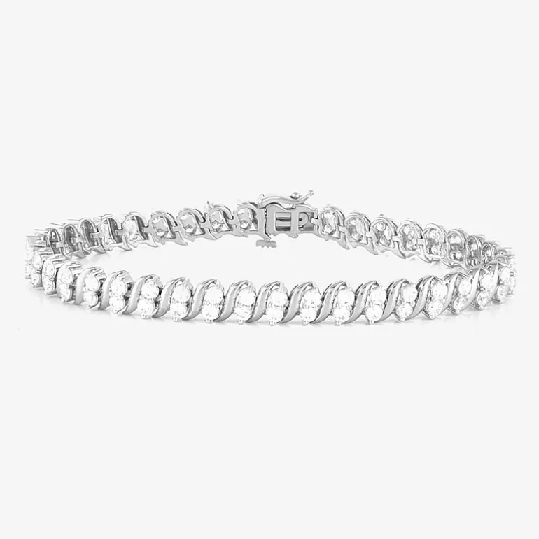 Womens 4 CT. T.W. Lab Grown White Diamond 10K Gold 7.25 Inch Tennis Bracelet