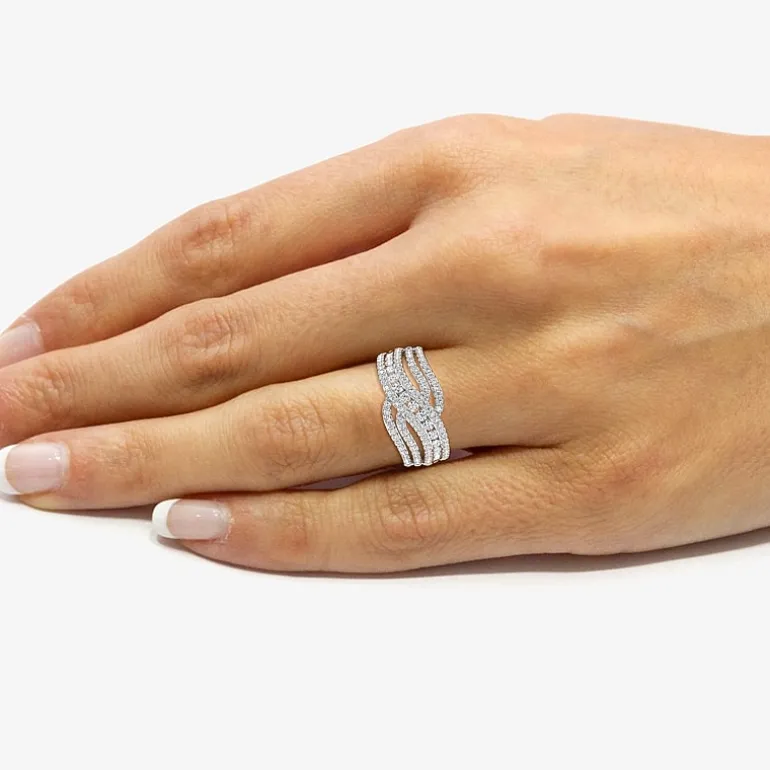 Womens 1 CT. T.W. Lab Grown White Diamond Sterling Silver Cocktail Ring