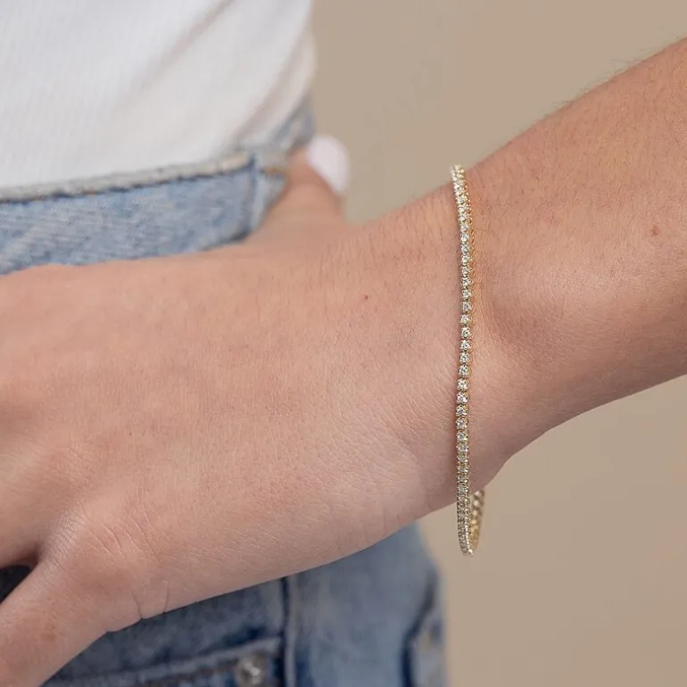Womens 1 CT. T.W. Lab Grown White Diamond 10K Gold 7.25 Inch Tennis Bracelet