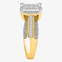 Womens 1 CT. T.W. Lab Grown White Diamond Side Stone Halo Engagement Ring