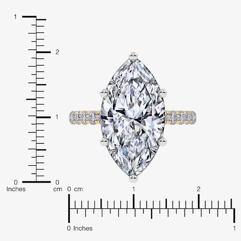 Womens 5 1/2 CT. T.W. Lab Grown White Diamond 14K Gold Marquise Side Stone Engagement Ring