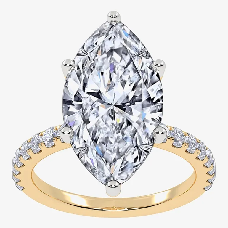 Womens 5 1/2 CT. T.W. Lab Grown White Diamond 14K Gold Marquise Side Stone Engagement Ring