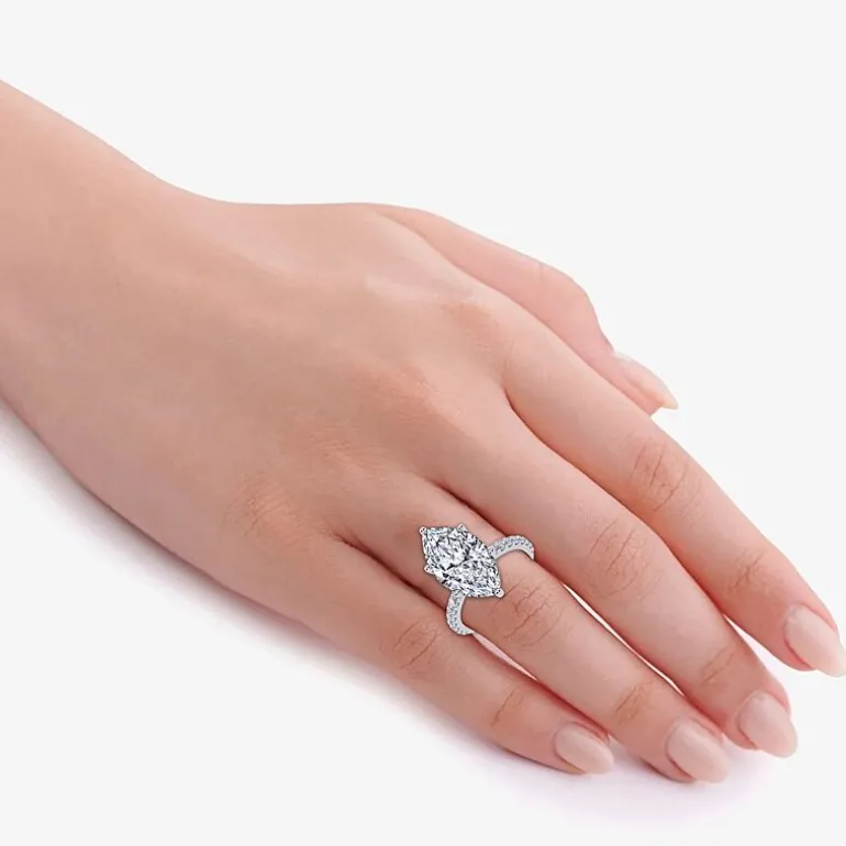 Womens 5 1/2 CT. T.W. Lab Grown White Diamond 14K Gold Marquise Side Stone Engagement Ring