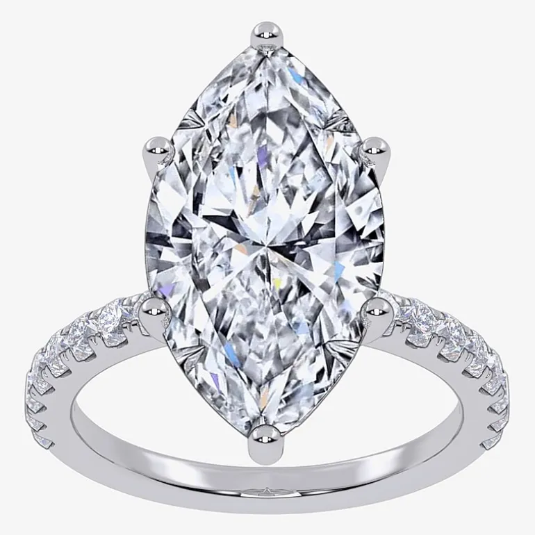 Womens 5 1/2 CT. T.W. Lab Grown White Diamond 14K Gold Marquise Side Stone Engagement Ring
