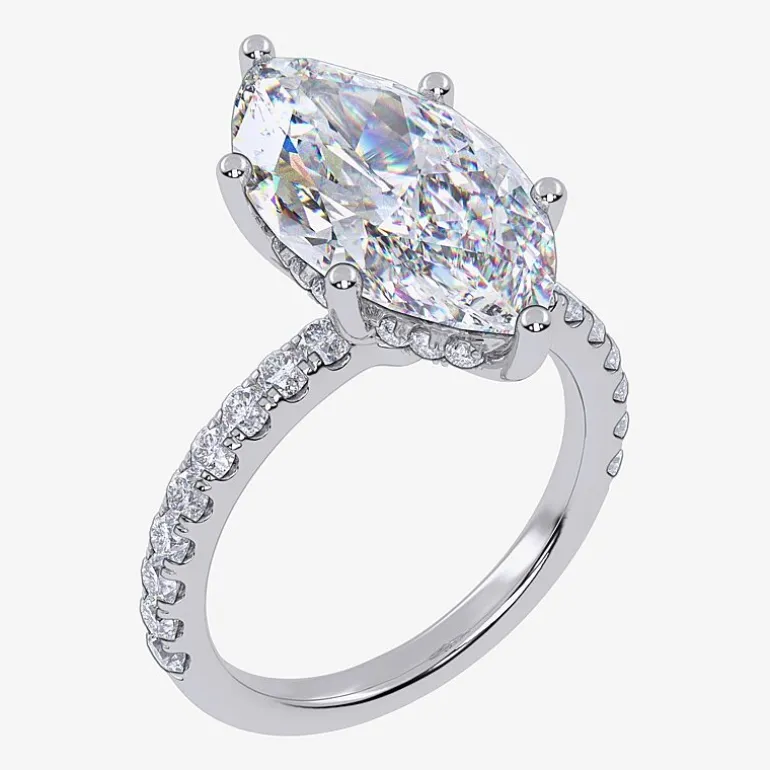 Womens 5 1/2 CT. T.W. Lab Grown White Diamond 14K Gold Marquise Side Stone Engagement Ring