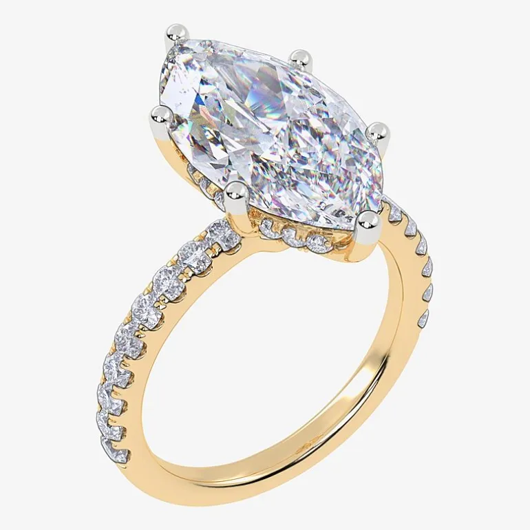 Womens 5 1/2 CT. T.W. Lab Grown White Diamond 14K Gold Marquise Side Stone Engagement Ring