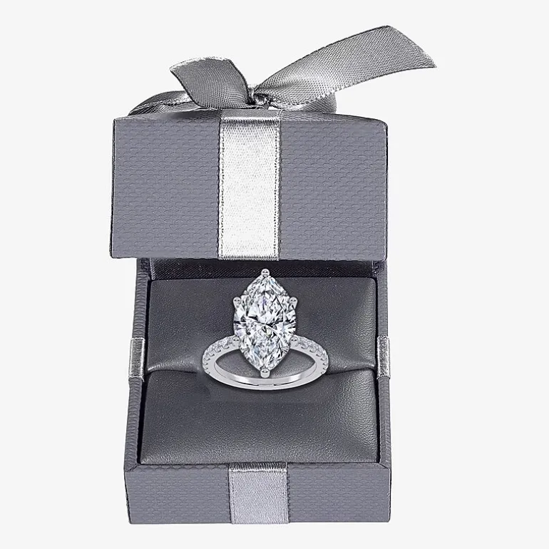 Womens 5 1/2 CT. T.W. Lab Grown White Diamond 14K Gold Marquise Side Stone Engagement Ring