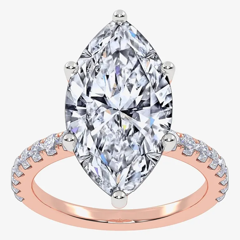Womens 5 1/2 CT. T.W. Lab Grown White Diamond 14K Gold Marquise Side Stone Engagement Ring