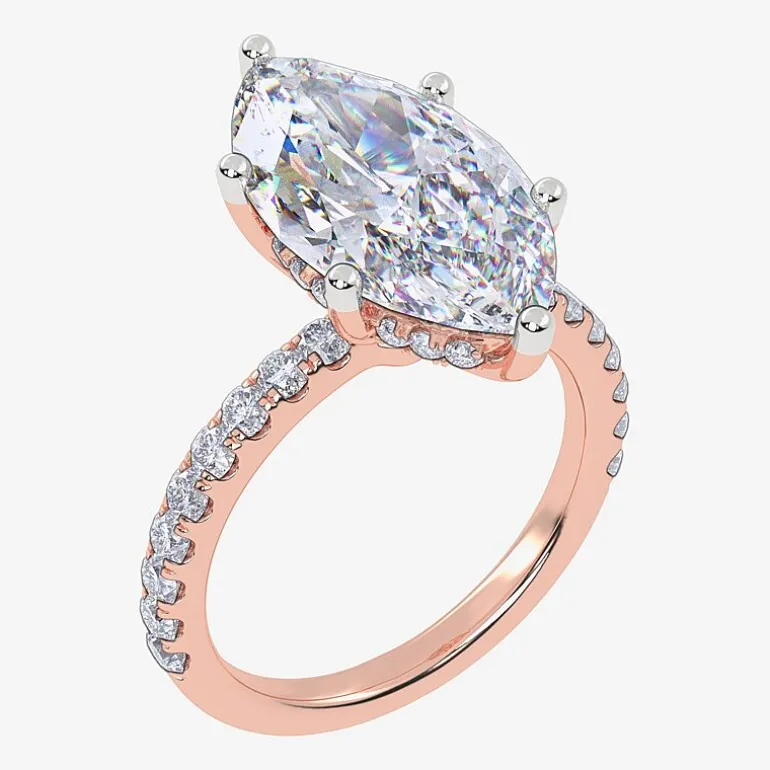 Womens 5 1/2 CT. T.W. Lab Grown White Diamond 14K Gold Marquise Side Stone Engagement Ring
