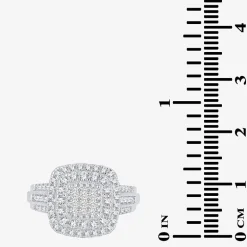 Womens 1 CT.T.W. Natural Diamond Cushion Halo Engagement Ring
