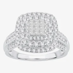 Womens 1 CT.T.W. Natural Diamond Cushion Halo Engagement Ring