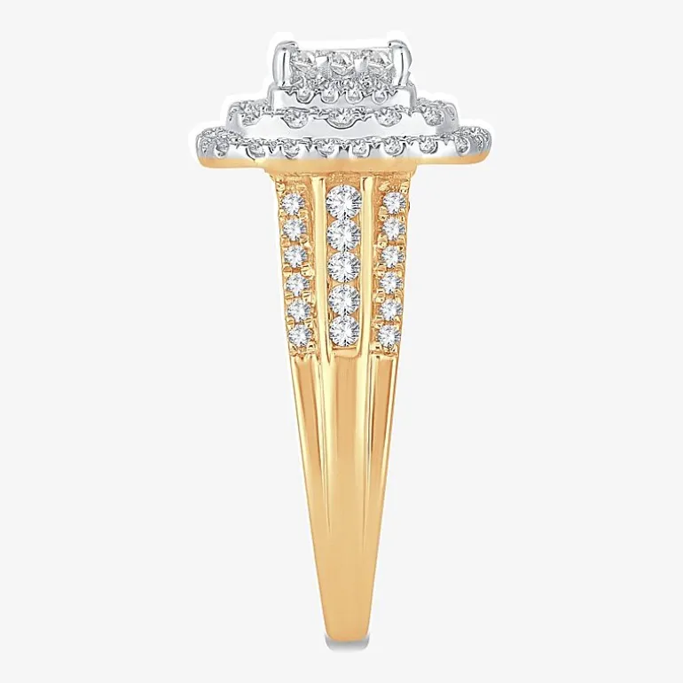 Womens 1 CT.T.W. Natural Diamond Cushion Halo Engagement Ring