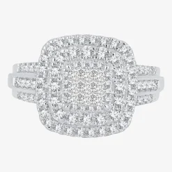 Womens 1 CT.T.W. Natural Diamond Cushion Halo Engagement Ring