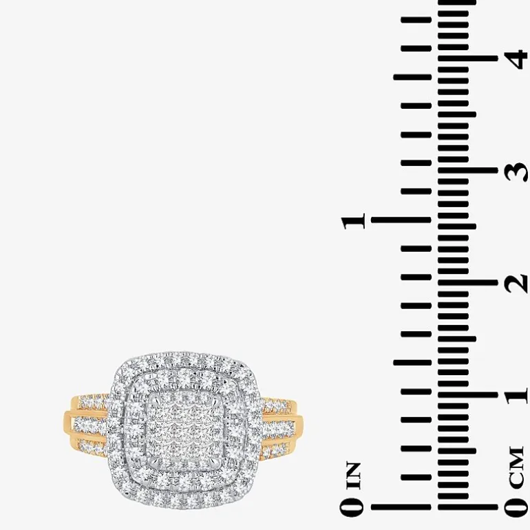 Womens 1 CT.T.W. Natural Diamond Cushion Halo Engagement Ring