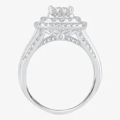 Womens 1 CT.T.W. Natural Diamond Cushion Halo Engagement Ring