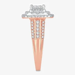 Womens 1 CT.T.W. Natural Diamond Cushion Halo Engagement Ring