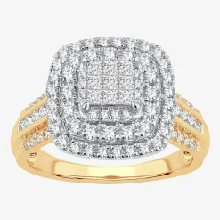 Womens 1 CT.T.W. Natural Diamond Cushion Halo Engagement Ring