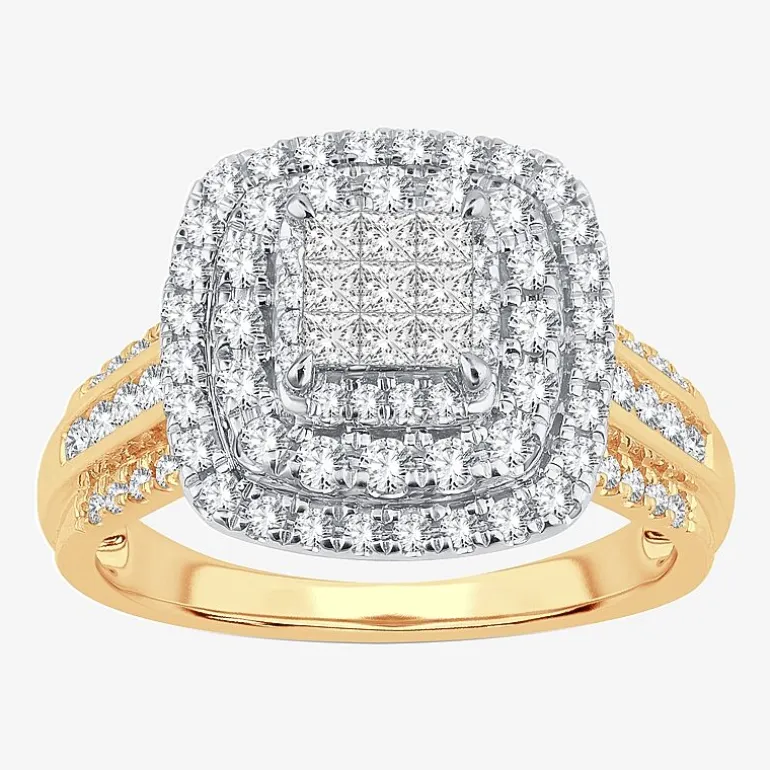 Womens 1 CT.T.W. Natural Diamond Cushion Halo Engagement Ring