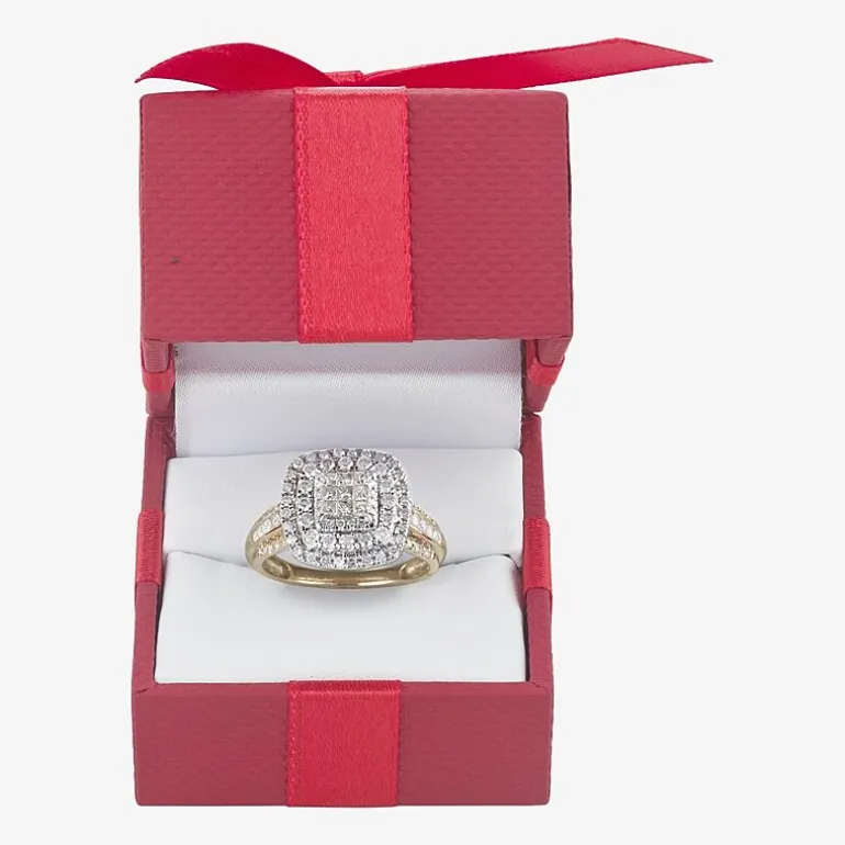 Womens 1 CT.T.W. Natural Diamond Cushion Halo Engagement Ring