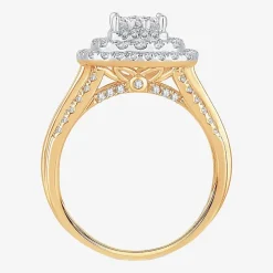 Womens 1 CT.T.W. Natural Diamond Cushion Halo Engagement Ring