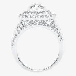 Womens 2 CT.T.W. Natural Diamond 10K or 14K Gold Pear Side Stone Halo Bridal Set