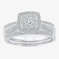 Womens 1/2 CT.T.W. Natural Diamond 10K White Gold Bridal Set