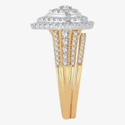Womens 1 CT.T.W. Natural Diamond 10K or 14K White Gold Pear Halo Bridal Set