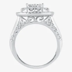 Womens 2 CT.T.W. Natural Diamond 10K or 14K White Gold Cushion Halo Bridal Set