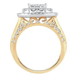 Womens 2 CT.T.W. Natural Diamond 10K or 14K White Gold Cushion Halo Bridal Set