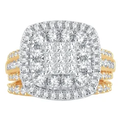 Womens 2 CT.T.W. Natural Diamond 10K or 14K White Gold Cushion Halo Bridal Set