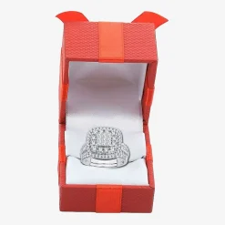 Womens 2 CT.T.W. Natural Diamond 10K or 14K White Gold Cushion Halo Bridal Set