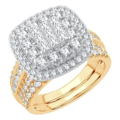 Womens 2 CT.T.W. Natural Diamond 10K or 14K White Gold Cushion Halo Bridal Set