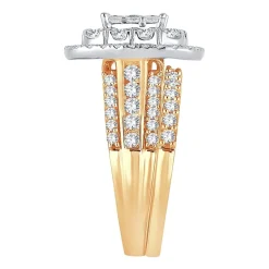 Womens 2 CT.T.W. Natural Diamond 10K or 14K White Gold Cushion Halo Bridal Set