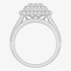 Womens 1 CT.T.W. Natural Diamond 10K Gold Pear Side Stone Halo Bridal Set