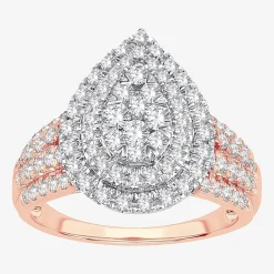 Womens 1 CT.T.W. Natural Diamond Pear Halo Engagement Ring