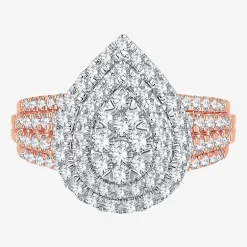 Womens 1 CT.T.W. Natural Diamond Pear Halo Engagement Ring